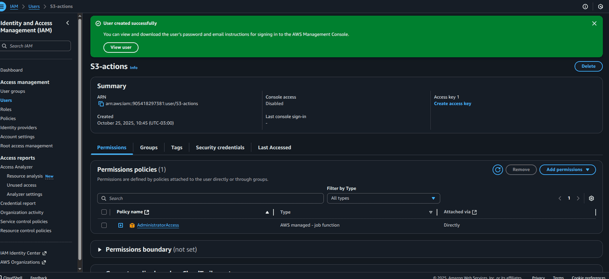 User created succeffulty
